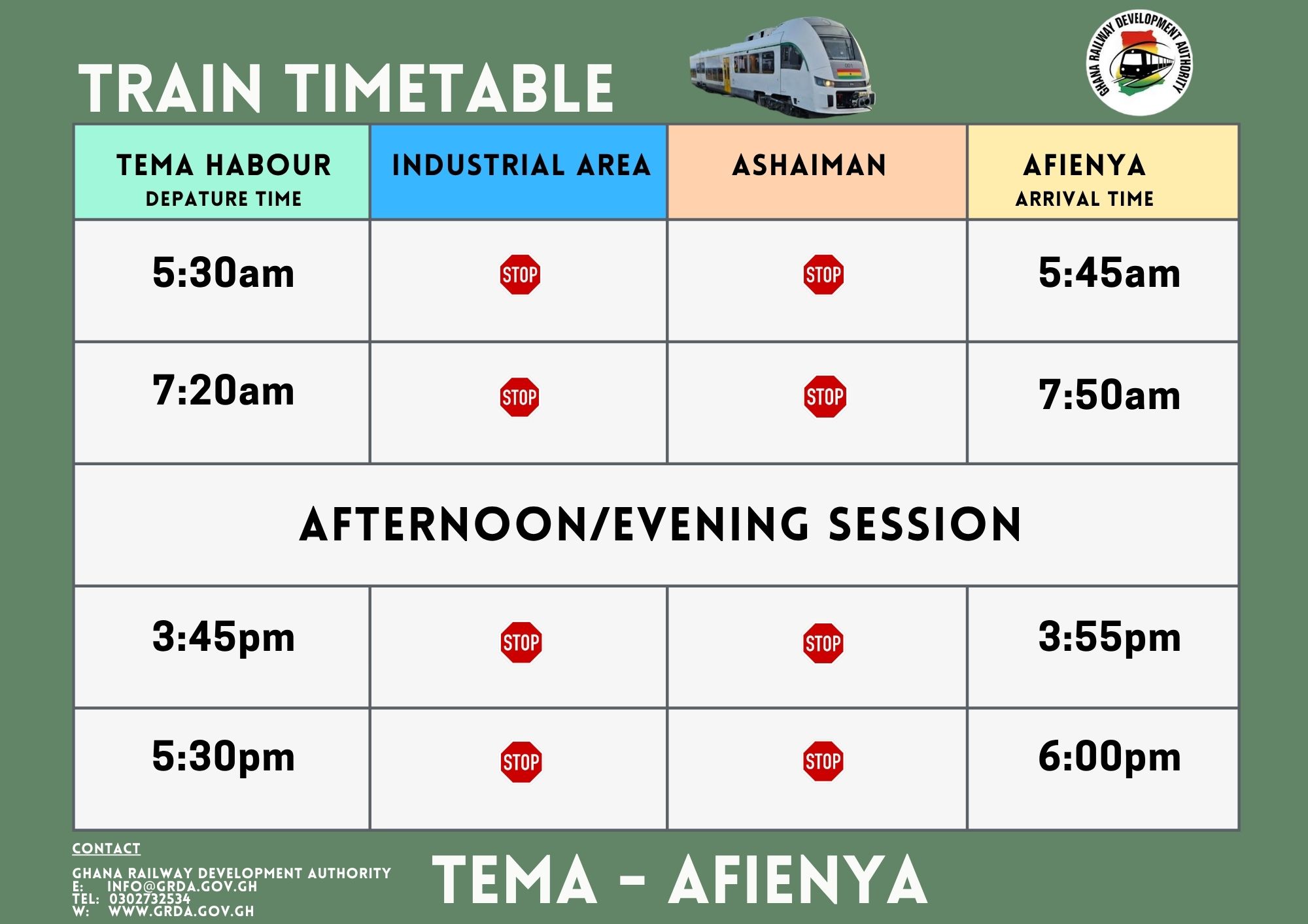 Timetable Page 1